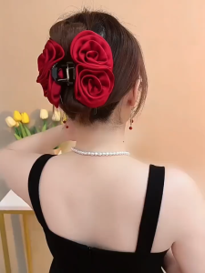 GL Fashionable red rose flower temperament hair clip HR-37