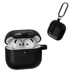 Horizontal Switch Locking Headphone Case For Airpods 4 Pro 2 3 2and1Headphone Tpu+pc Drop-proof headphone case with a hook