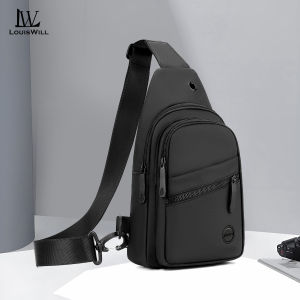 LouisWill Mens Chest Bag Cross Body Bag Waterproof Travel Shoulder Bag Large Capacity Casual Bag Earphone Hole Design Men Fashion Shoulder Bag Leisure Sport Street Bag for College Student