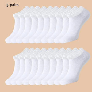 5/10/20 Pairs Mens Boat Socks Business Sport Sweat-Absorbent Non-Pilling Boat Socks for Summer Autumn Versatile Ankle Socks