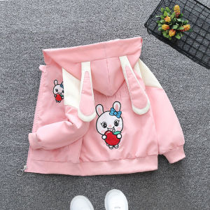 Spring Fashionable Cartoon Jacket for Baby Girls Versatile Child Clothing Korean Style Long Sleeve round Neck Regular Length