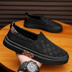 Mens Canvas Shoes Ice Silk Slip-On Work Shoes Breathable Casual Black Board Shoes for Office And Work Summer Season Rubber Sole