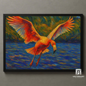Tranh Nghệ thuật "Chim Hồng Hạc Bay" VIETSMART ART - Sơn dầu 45 x 60cm