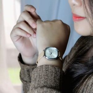 PhiLipe Ricci Jam Tangan Wanita Kotak Strap Tali Kulit Kecil Analog Imut Modern Terbaru Original 4232 Free Box