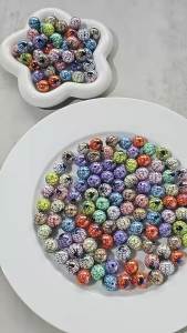5/10/20PCS Halloween Spider Web Pattern Acrylic 16mm Round Beads for DIY Jewelry Making Spacer Handcraft Accessories
