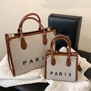 Large Capacity Canvas Tote Bag Ladies Handbag Shoulder Bag Commuter Briefcase Summer New Style British Style Casual Bag