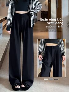 JIANGLU | Quần ống rộng cạp cao thường ngày cho nữ mùa xuân 2025 quần ống đứng rộng rãi cỡ lớn quần dài thoải mái