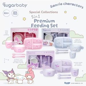 SUGAR BABY 5IN1 PREMIUM FEEDING SET SANRIO / SET ALAT MAKAN BAYI DAN ANAK