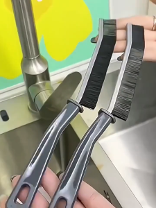 (3 PCS BUNDLE) WJS Hard Bristle Gap Cleaning Brush 23cm Long Multipurpose Crevice Scrub Brush Black Slim Brush Thin Brush Water Proof Berus Pembersih Celah Sempit Serba Guna Berus Celah Jubin Bilik Mandi Window Tile Sink Kitchen Bathroom