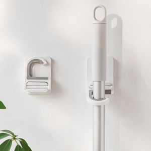 Wall Mount Broom Mop Clip Holder Self-adhesive Broom Brush Mop Hanger Organizer Rack Kitchen Bathroom Storage Multi-Purpose Hook