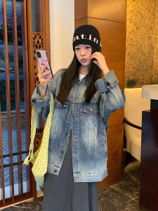 เสื้อแจ็คเก็ตยีนส์ทรงหลวมสไตล์ฤดูใบไม้ร่วง ทรงหลวม สไตล์เกาหลี ทรงหลวม เสื้อผ้าทำงาน แขนยาว ปกติ ปกติ