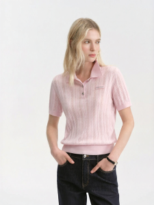 TEENIE WEENIE | Womens Vintage Hollow Cable Knit Wool Polo Sweater
