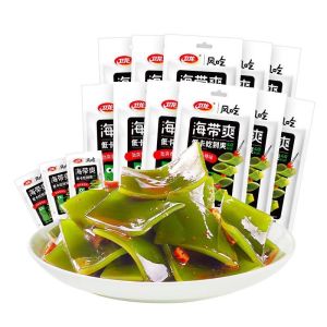 Lightly Fried Seaweed Snack Knots 60 Pack Open Bag Ready to Eat Low Calorie Low Fat Delicious Seafood Snacks by Wa Long