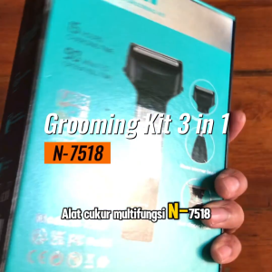 NIKAI N-7518 3 in 1 Set Perlengkapan Alat Cukur Jenggot Kumis Cambang Pria Multifungsi