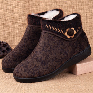 SHIPAILUO | Warm Fleece Lined Woolen Shoes For Elderly Women Old Beijing Cotton Shoes Anti Slip Comfortable Winter Footwear Grandma Slippers