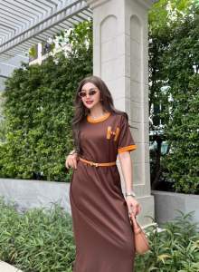 เดรส คอกลม H + เข็มขัด มี 2 สี