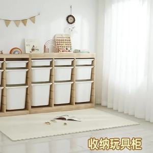 Large Capacity Solid Wood Living Room Wall-Mounted Toys Storage Cabinet