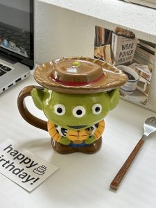 Cốc Cà Phê Gốm Sứ Dễ Thương Có Nắp Đậy 350ml Cốc Cà Phê Văn Phòng Quà Tặng Sinh Nhật Cho Nam Thiết Kế Mắt Kép Đồ Dùng Ăn Uống