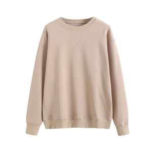 Khaki Color Casual Sportswear Long Sleeve round Neck Hoodie Shorts Pants Set Comfortable Cotton Material for Women 25-35 Years Old