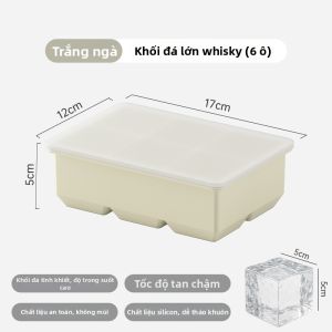 DEMING | Khay Đá Băng Silicone Dẻo Cỡ Lớn Hình Vuông Cho Whisky Chất Lượng Thực Phẩm
