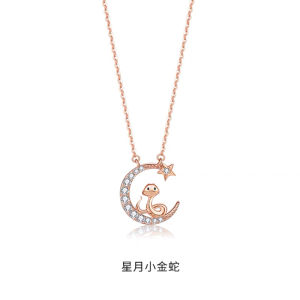 Copper Alloy 2025 Chinese Zodiac Snake Pendant Necklace New Years Luxury Gift Box Set Christmas Festive Fashion Jewelry