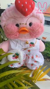 Gấu bông vịt Lalafanfan má hồng vịt màu HỒNG dễ thương cao cấp full phụ kiện