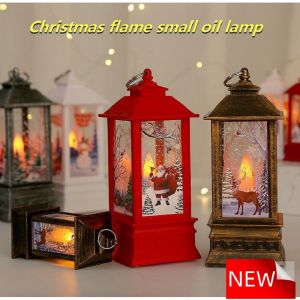 Christmas Desktop Flame Lights Hanging Lamps Snowman Night Lights Home Decor Retro Creative Gifts For Family