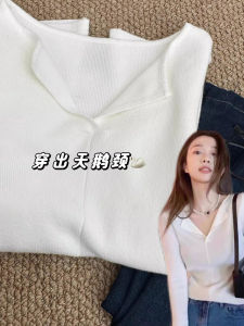 Áo Len Dệt Kim Cổ Chữ V Dài Tay Cho Nữ Mùa Thu Phong Cách Hàn Quốc Ôm Vừa Vặn Áo Lót Bên Trong Chất Liệu Mềm Mại Mặc Thường Ngày