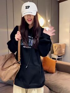 Mens Hip-hop Long-sleeved Velvet Thick Hoodie Sweatshirt Womens Harajuku Letter Oversized Hooded Jacket Street Wear