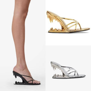 European and American Summer New Metal Tooth Sandals High-heeled Shoes Fashion Shows Womens Dresses 44 Size Sandals