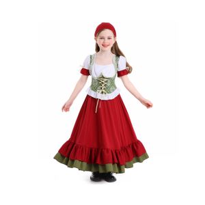 LOlanta ชุดโทเบอร์เฟสต์บาวาเรียเยอรมันสำหรับเด็กผู้หญิง 4ชิ้นชุดแฟนซีชุดสำหรับเทศกาลฮาโลวีนชุดคอสเพลย์เบียร์ปาร์ตี้เทศกาลขึ้น4-16ปี