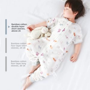 GELINI | Thin Bamboo Cotton Short Sleeve Legged Baby Sleep Sack 2 Layers