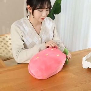25CM Cute long ear rabbit plush toy strawberry carrot bag into rabbit plush nap pillow childs birthday gift