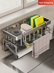 Multifunctional Sink Rack Draining Basket For Sponges And Cloths