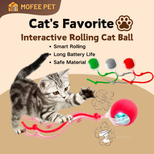 Motion Activated Sensor 360° Smart Auto Roll Plush Fabric Interactive Electric Rolling Pet Ball for Cats Dogs Kitten Small Dogs Rechargeable Type-C Fast Carpet Rolling With Tail Hot Smart Teaser Game Self-entertainment Indoor Outdoor Alat Main Pintar