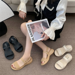 รองเท้าแตะส้นเตี้ยสไตล์เกาหลีสำหรับผู้หญิงในฤดูร้อนปี 2025 รองเท้าแตะสวมใส่สบายแบบสวมสบายสำหรับกลางแจ้งและในบ้าน รองเท้าแฟชั่นสำหรับนักเรียน
