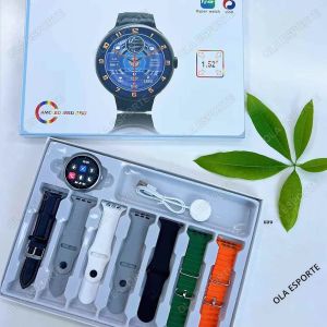 7 ใน 1 สมาร์ทวอท์ชกีฬานาฬิกาผู้ชายผู้หญิงหน้าจอ AMOLED GPS โทรผ่านบลูทูธกันน้ํา SmartWatch สําหรับ Android IOS 2025 ใหม่
