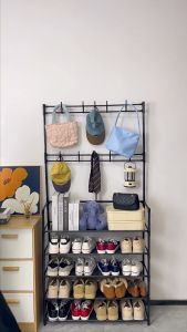 ชั้นวางรองเท้า แขวนหมวก ราวแขวนผ้า 2in1 ประหยัดพื้นที่สุด 2สี ความจุขนาดใหญ่ แข็งแรง ทนทาน ติดตั้งราคาถูก