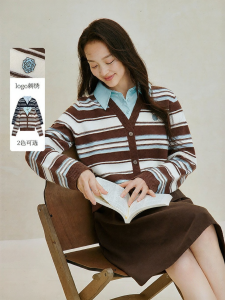 INMAN | Vintage Striped Polo Collar Drop Shoulder Loose Knitwear