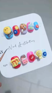 New 3D M&M Candy Resin Nail Charms DIY Press On Nails Decorations Cartoon Nail Art Accessories新款M豆糖果立体树脂贴片DIY穿戴甲装饰美甲饰品卡通