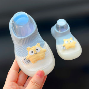 Baby Shoes Summer Breathable Mesh Slip-On Anti-Slip Soft Bottom Crawling Shoes Boys Cartoon Design Protective Footwear