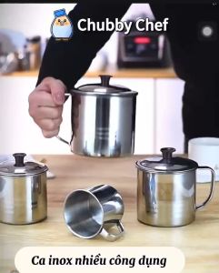 Ca inox Cao cấp cốc inox có nắp giữ nhiệt 350ml-1500ml có quai cầm nấu được trên bếp từ cốc uống nước inox ly uống cafe