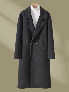 Winter Mid-Length Reversible Cashmere Coat Male Double-Breasted Suit Collar Wool Woolen outside over the Knee Service Slim Trench Coat
