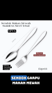 6 PCS Sendok Garpu Stainless Tebal Mewah Tahan Karat Elegan ERP-03 / Sendok Premium Tebal 3mm Panjang 19Cm Berat Per Pcs 35Gram