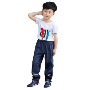 Childrens Outdoor Waterproof Rain Pants Spring Summer Anti- Wind Breathable Warm Reflective PU Coated Polyester Lining