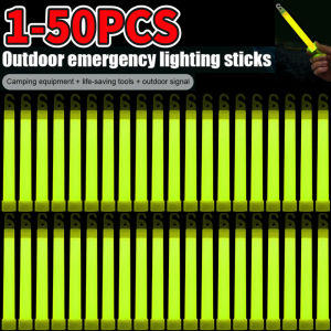 50-1pcs 6 inch Fluorescence Glowing Sticks with Hook for Hiking Camping Outdoor Emergency Concert Party Light Stick