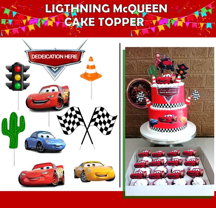 Cars Cake and cupcake toppers for 2 Tier Machine cut waterproof