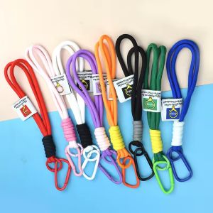 5Pcs Metal Clip Cotton Rope Key Ring Strap with Double Rope Design Portable Carabiner for Backpack Keychain Gift