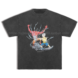 Áo Thun Cotton Cổ Tròn Tay Dài Dáng Rộng Phong Cách Retro Mùa Hè Thu Hunter Xăm Hoạt Hình Cho Nam Và Nữ