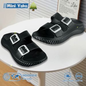Sandal Slop Pria Karet Anti Slip Outdoor Double Strap Empuk 2025 Kasual Sepatu Sendal Pria Keren Terbaru Hiking Jumbo Eva Olahraga Murah